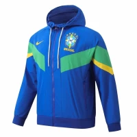 Brazil Mens Hooded Windbreaker Soccer Jacket 2024-25