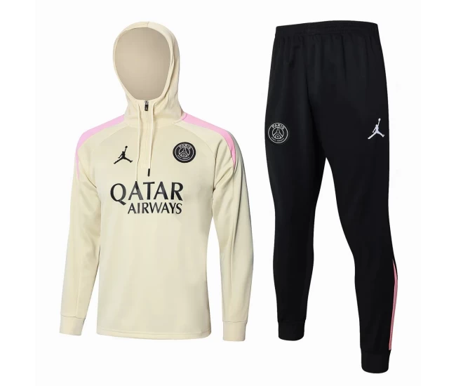 PSG Jordan Beige Training Hooded Technical Soccer Tracksuit 2024-25