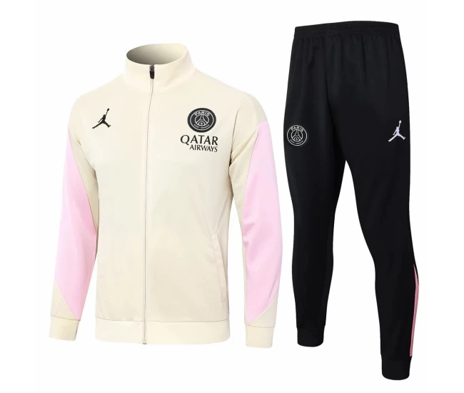 PSG Jordan Beige Training Presentation Soccer Tracksuit 2024-25