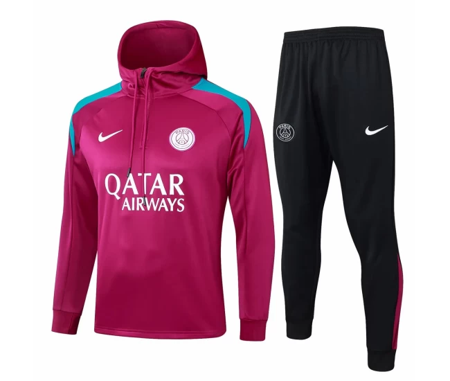 PSG Maroon Training Hooded Technical Soccer Tracksuit 2024-25