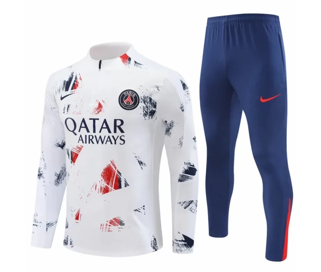 PSG White Training Technical Soccer Tracksuit 2024-25