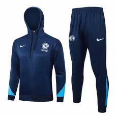 Chelsea Navy Training Hooded Presentation Soccer Tracksuit 2024-25