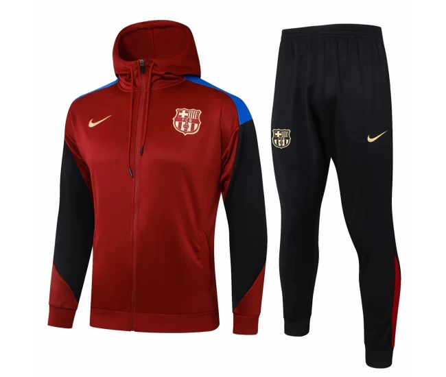 FC Barcelona Red Hooded Presentation Soccer Tracksuit 2024-25