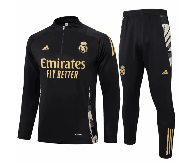 Real Madrid Black Training Technical Soccer Tracksuit 2024-25