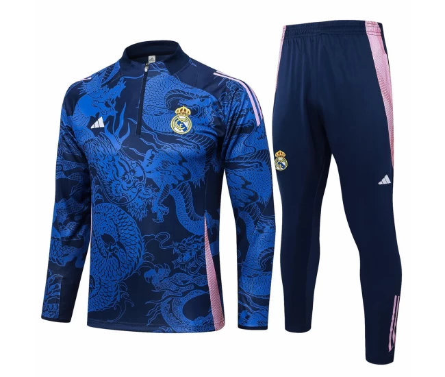 Real Madrid Blue Training Technical Soccer Tracksuit 2024-25