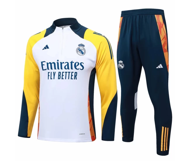 Real Madrid White Training Technical Soccer Tracksuit 2024-25