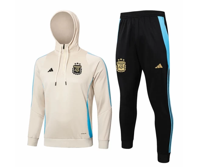 Argentina Beige Training Hooded Technical Soccer Tracksuit 2024-25