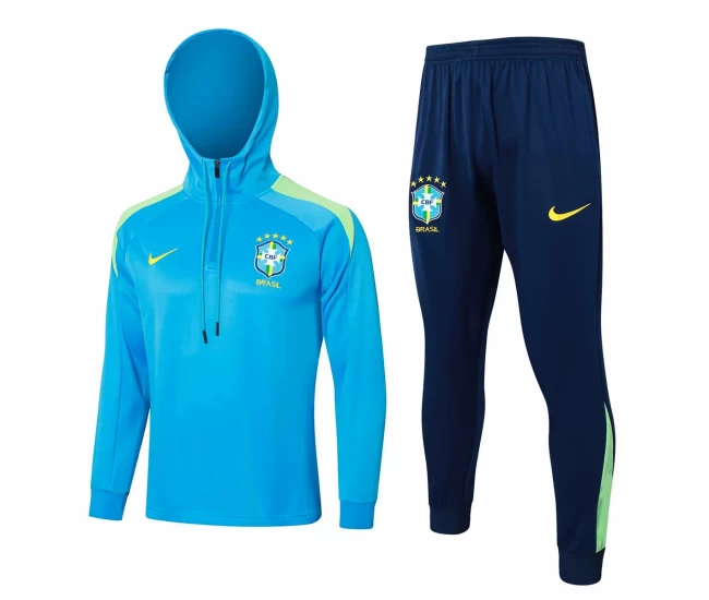 Brazil National Team Blue Training Hooded Technical Soccer Tracksuit 2024-25