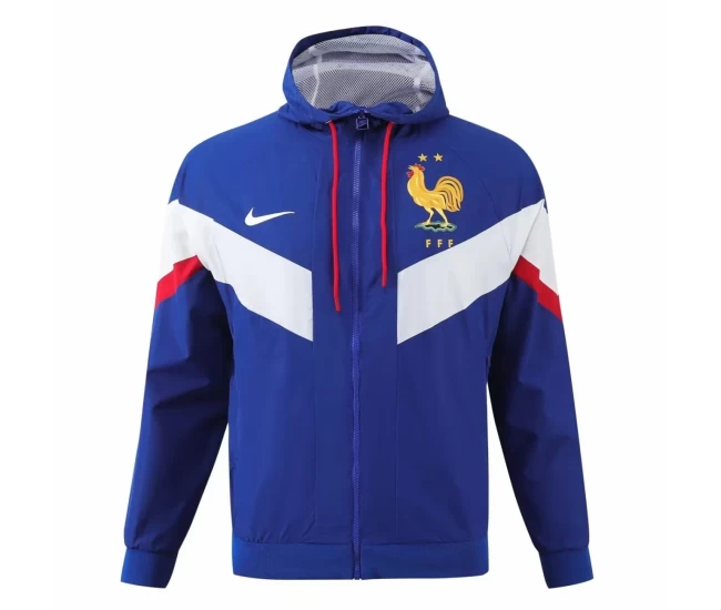 France Mens Hooded Windbreaker Soccer Jacket 2024-25