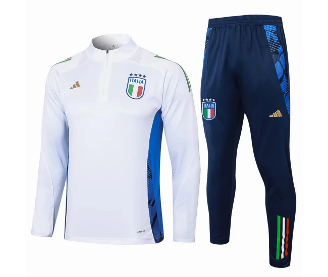 Italy White Training Technical Soccer Tracksuit 2024-25